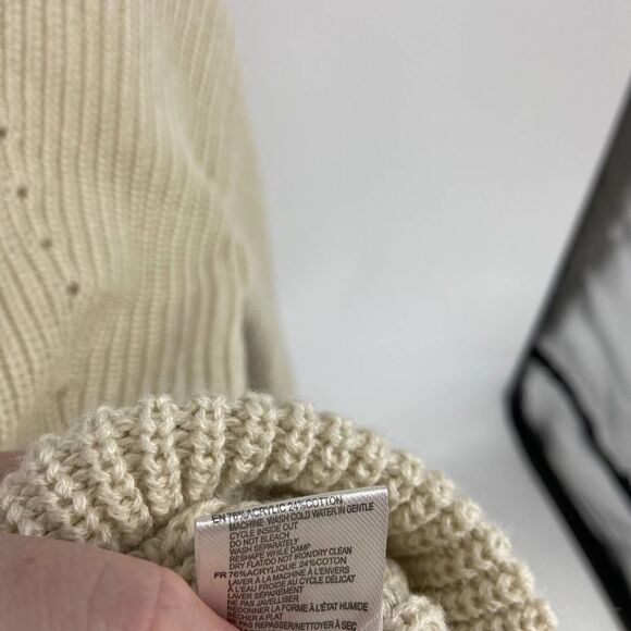 RDI Mock Neck Cream Oversize Long sleeve Ribbed Knit Sweater Womens Large - Picture 5 of 6